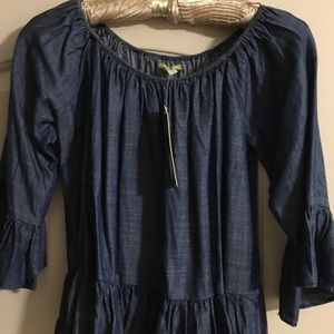 Denim peasant top
